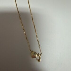 Gold Heart and Initial Necklace